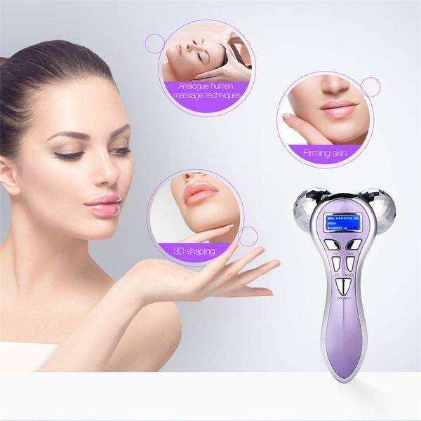 4D cara massageador rolo V cara elevador massagem facial Microcorrentes elevação Y Forma rotativa rugas Remover apertar a pele beleza