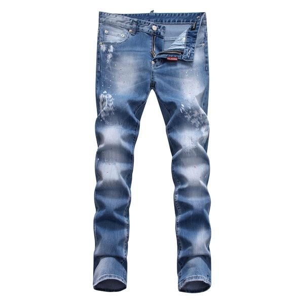 

luxury fashion men's jeans korean style trendy youth denim pants skinny jeans men luxury designer denim pants mens ripped jeans, Blue