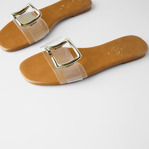 

women's slippers and sandal flat with italian sandals metallic with buckle slides same design as brand shoes 2020 new summer, Black