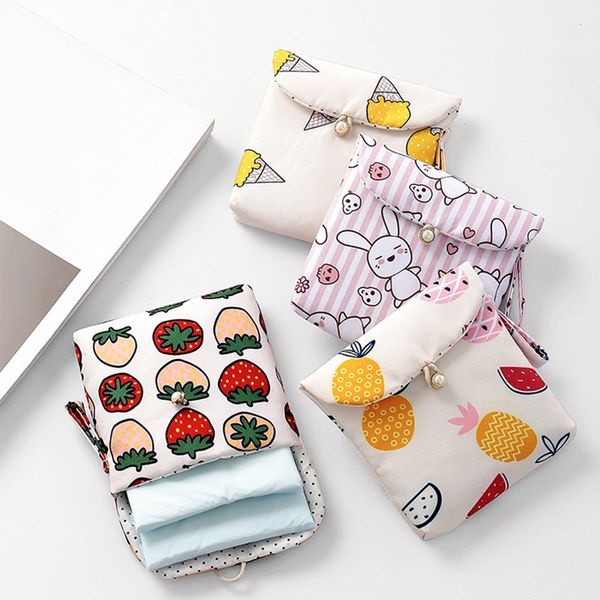 

reusable girls sanitary napkin storage bag women canvas sanitary pads package bags coin purse jewelry organizer card pouch bag