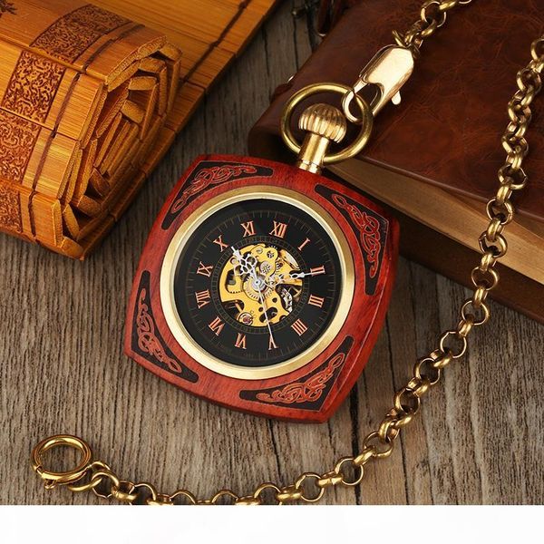 

vintage automatic royal red bamboo square men designerket watch wood designerket watch retro antique gifts for women reloj de bolsillo, Slivery;golden