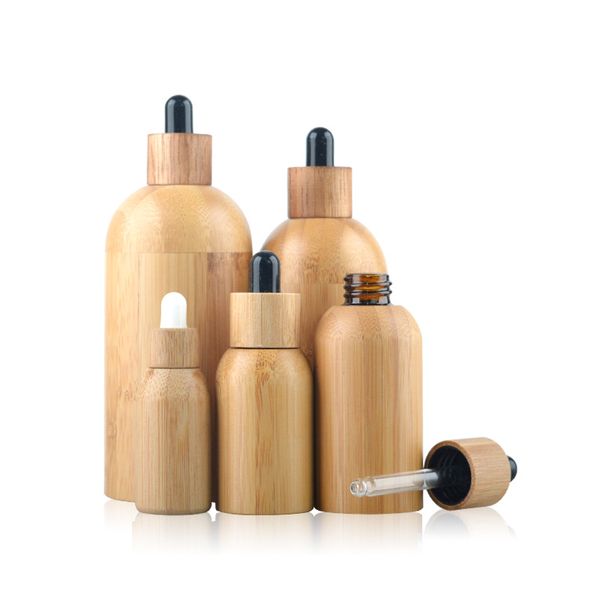 

storage bottles & jars 100ml 120ml essential oil glass dropper bottle with bamboo lid serum e-liquid all essence