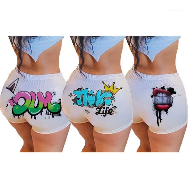 

skinny shorts for woman casual mid waist shorts solid color elastic waist shorts designer cute letters, White;black
