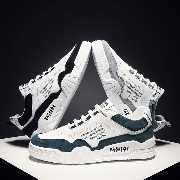 

2020 new fashion casual shoes men's leather flat shoes lace-up low-sneakers tenis masculino39-44, Black