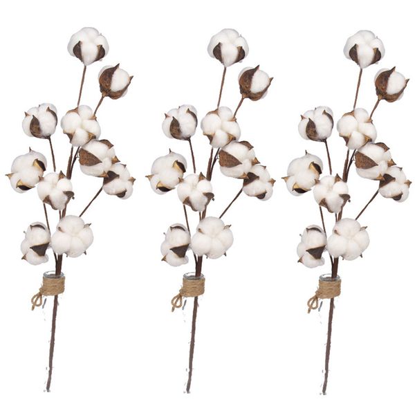 

3pcs cotton stems 10 heads farmhouse style dried flower home floral decoration