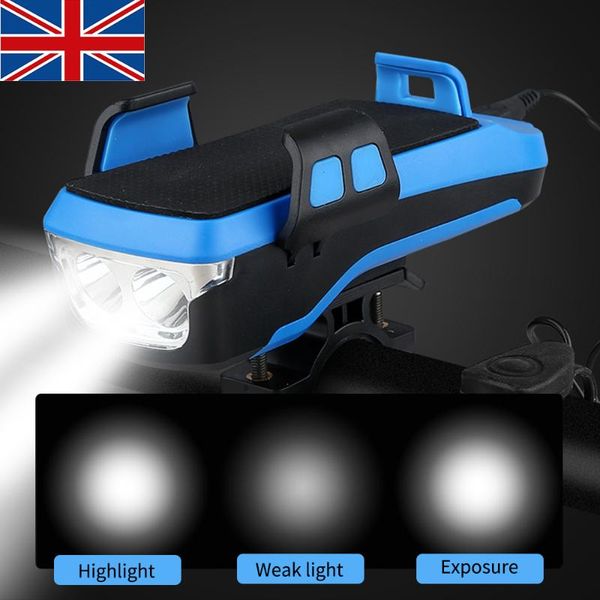 

4 in 1 bike front light phone holder handlebar stand with power bank bicycle lamp