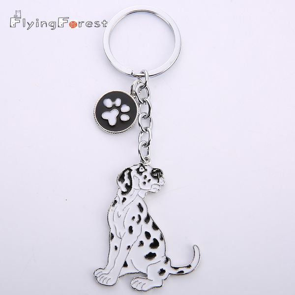 

new pet dogs keychains dalmatians diy key pendant car key ring gift for friend jewelry woman&man keychain tag bag charm, Silver