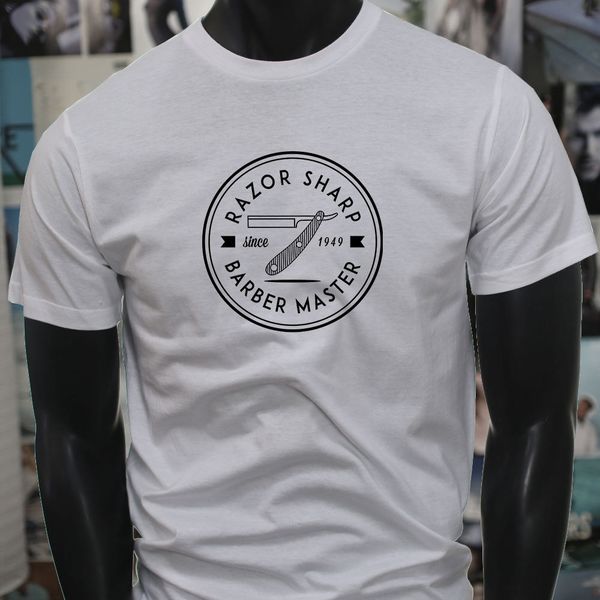 

razor barber master shop beard mustache cut blade men new summer fashion men simple short-sleeved cotton customize t shirts