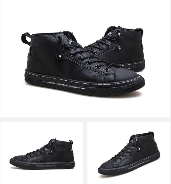 

new designer autumn man casual shoes spring autumn fashion men leather casual shoes trend flat shoes loafers, Black