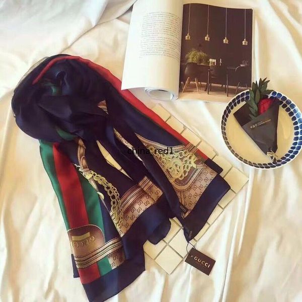 

dark colors design 100%silk scarf women ladies soft scarf shawl long size 180 * 90 cm letter printed summer scarf g07, Blue;gray