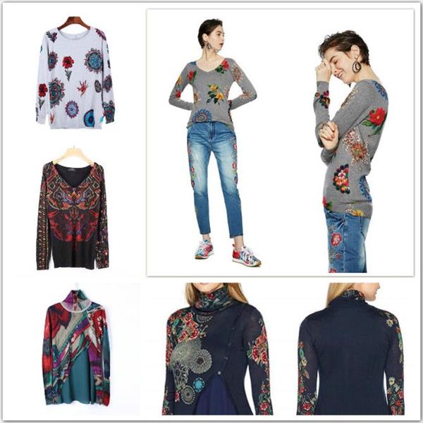 

испанское тонкие моды печати трикотажного золота и серебро шелка мягкого свитера база груза падение хорошего качество, White;black