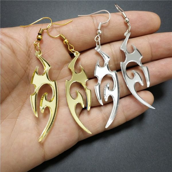 

new blade of lucky earrings for women dangle drop earring mirror gold silver color girls fashion jewelry acrylic