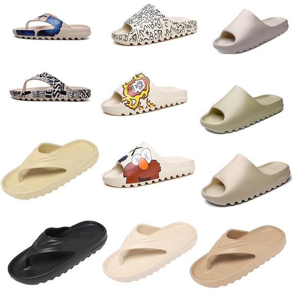 

высокое качество пена бегун kanye west забивает сандалии тройных черные белых горок моды тапочки женского мужские пляжные сандалии флип-флоп, Black