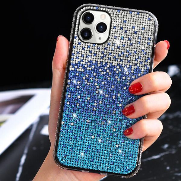 

gradient glitter soft tpu full crystal diamond case for iphone 12 11 pro xr xs max x 8 7 6 se 2020 samsung s10 plus note 10 10+ 20 ultra