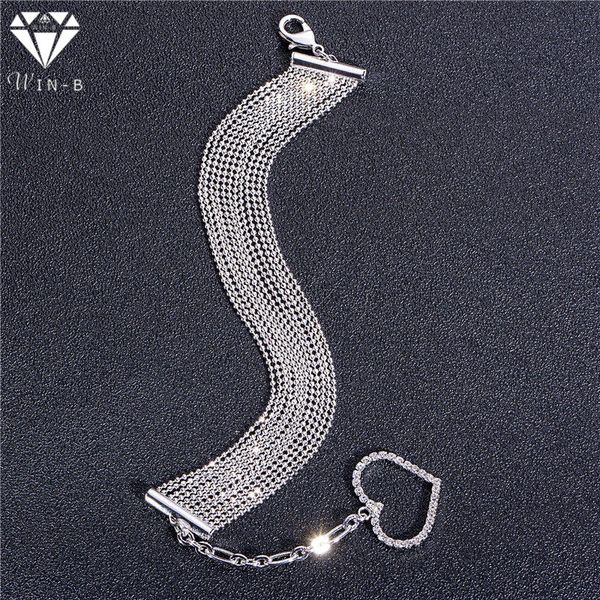 

win-b multi-layer chains heart bracelets bangles bracelet pulseira femininas link wristband girlfriend wife gift women's jewelry, Black