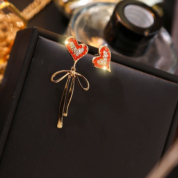 

fashion crystal heart geometric drop earring for women brincos vintage red earring 2020 irregular korean jewelry cl2-006, Silver