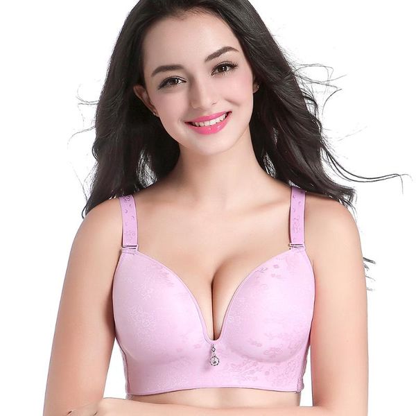 

c d e cup plus size seamless bra for women,unlined wireless push up brassiere classic intimate black beige purple pink bra, Red;black