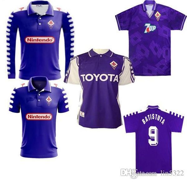 

92 93 98 99 fiorentina retro soccer jersey batistuta football shirts 1992 1993 1998 1999 batistuta vintage uniforms football jersey, Black;yellow