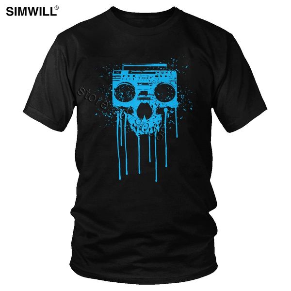 

novelty design skull radio t shirt men cotton 80s nostalgia player graphic t-shirt short sleeves round neck stylish summer tees