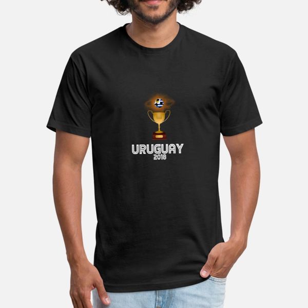 

uruguay 2018 soccer tournament trophy russia t shirt men design 100% cotton round collar homme fit comical spring pattern shirt