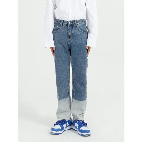 

мужской streetwear vintage fashion hip hop denim pant jean мужчина промытого цвета прямой повседневные джинсы брюки, Blue