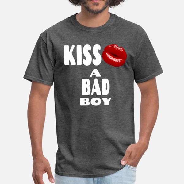 

bad boy kiss t shirt men knitted tee shirt round collar clothes anti-wrinkle comical spring slim shirt