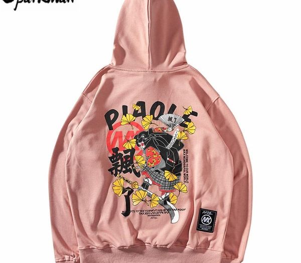 

2019 men streetwear hip hop hoodie sweatshirt japanese female samurai harajuku hoodie loose sweatshirt cotton pullover oversized, Black