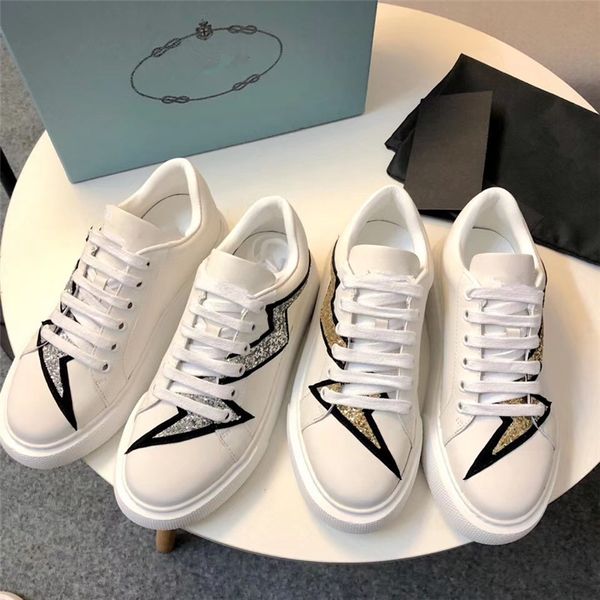 

2020 designer luxury sneakers woman flats white shoes new dress street thick heels platform soft casual shoes fashion size 35-40, Black