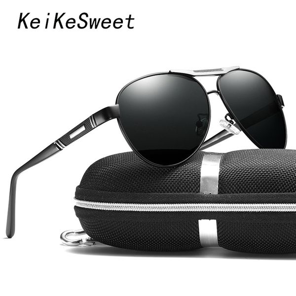 

keikesweet polarized brand designer men's driving sunglasses outdoor rays uv400 men sun glasses luxury metal frame, White;black