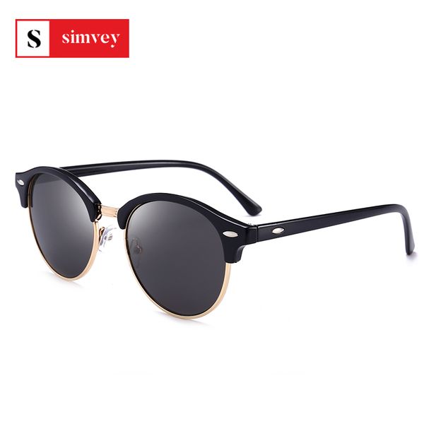 

simvey classic retro rivet polarized sunglasses women men designer sunglasses fashion male eyewear uv400, White;black