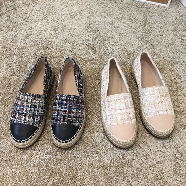 

spring new womens shoes flat casual shoes fisherman women wool cloth color matching straw thick bottom loafers boat, Black