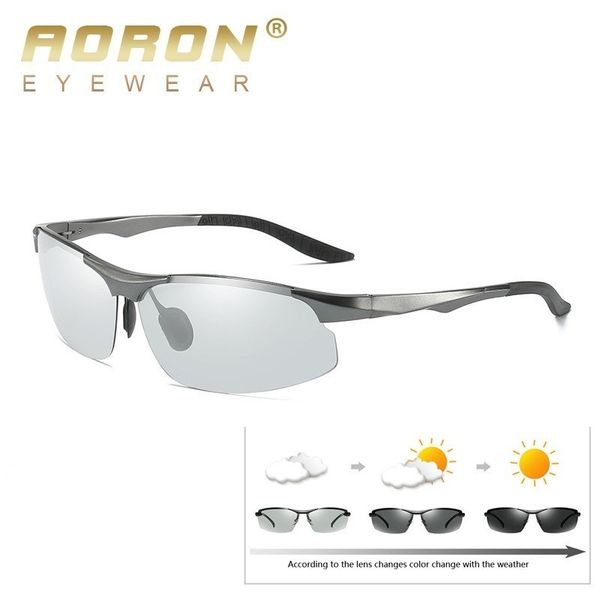 

aoron aluminum magnesium driving pchromic sunglasses men polarized chameleon sun glasses masculino, White;black