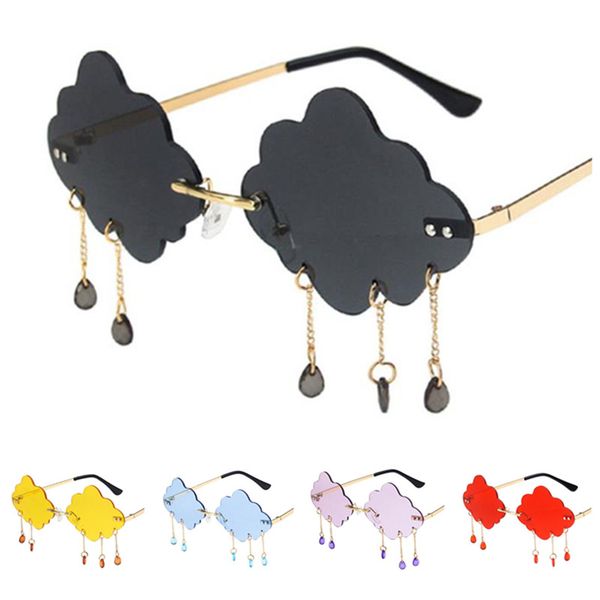 

fashion women rimless sunglasses clouds shape lens sun glasses funny eyeglasses anti-uv spectacles masquerade eyewear adumbral a, White;black