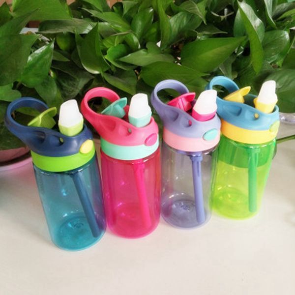 

fashion bounce water bottle 4 colors hand held plastic portable kid drinking cup with straw newborn baby tumblers 480ml zza953