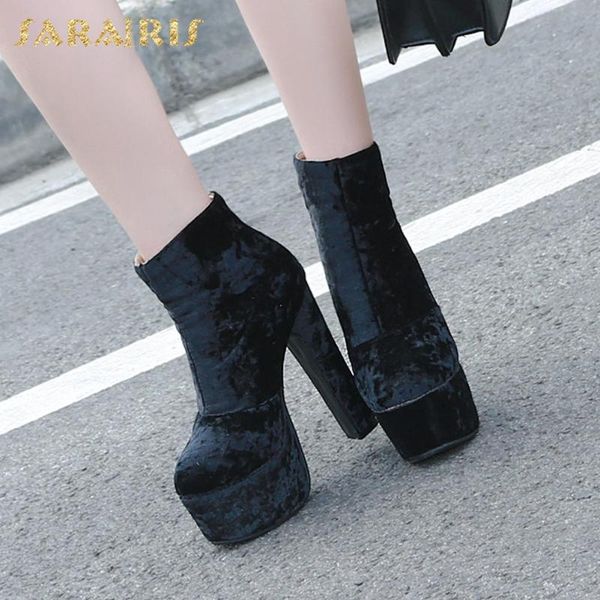

sarairis 2020 горячей продажа плюс размер 48 платформы ботильоны женской обуви zip up супер высоких каблуков лаконичной обувь женской сапоги, Black