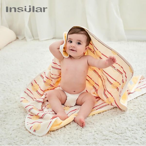 

cotton muslin baby swaddle blanket 6 layers gauze newborn bath towel infants bedding blankets cartoon soft wrap cover 110*110 cm