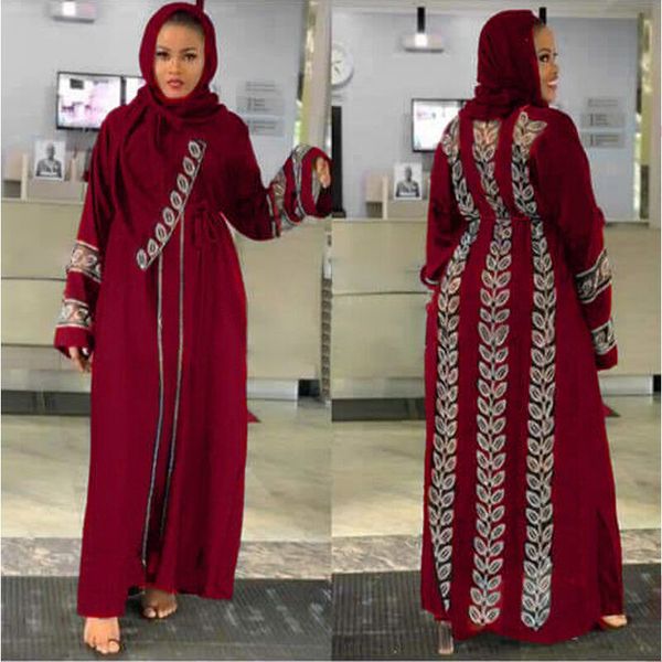 

md bangladesh muslim hijab abayas women dubai caftan robe plus size boubou woman jalabiya turkish dresses diamond gown islam, Red