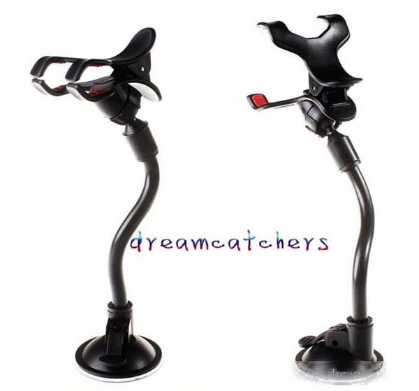 

universal rotating flexible double clip car windshield mount hoder stand suction cup swivei holder bracket for iphone samsung lg cell phone