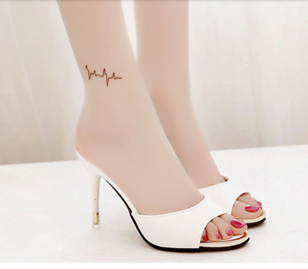 

women sandal beach summer peep toe mules slippers sandals kitten heels shoes, Black