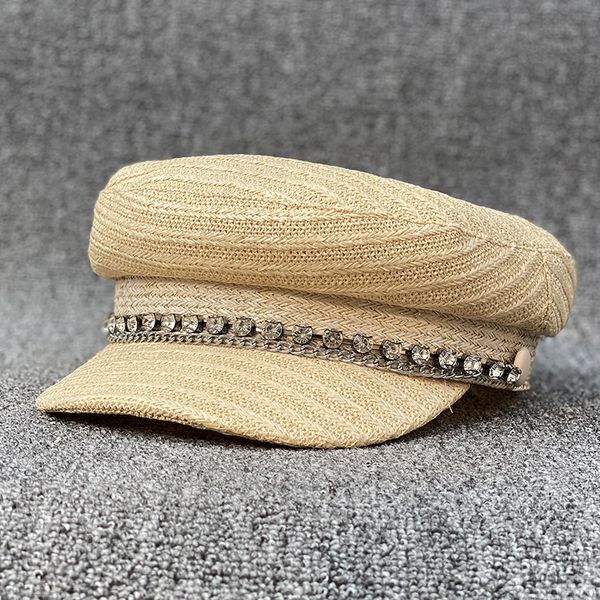 

японские женщины причинная берет cap хаки черный pp вязание rhinestone casquette hat высокое качество женский улица summer sun hat, Blue;gray