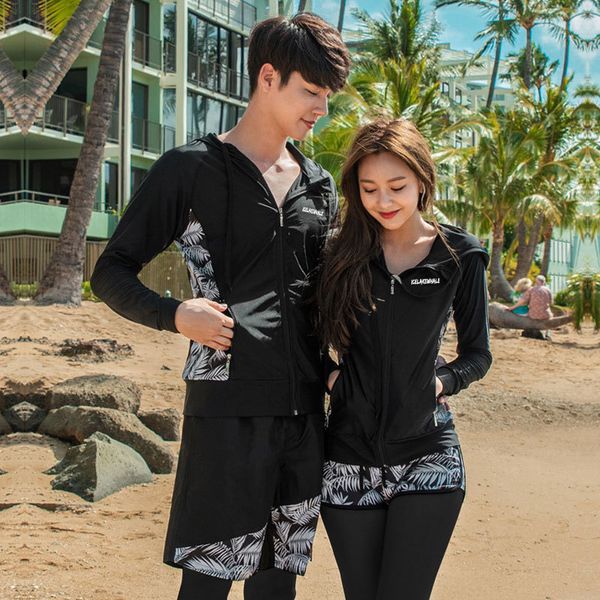 

women's long sleeve zip rashguard hoodie swimsuit surfing bathing suit 5pcs sport fitness yoga jogger athletic tracksuit men