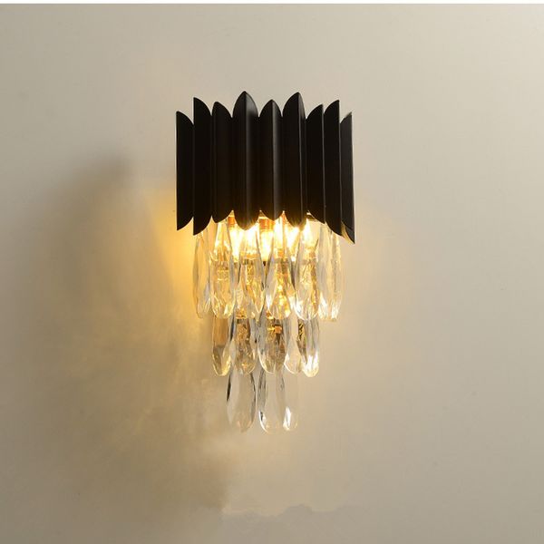 

new modern bedroom crystal sconces luxury black wall light fixtures bedside living room led wall lamps for bedroom