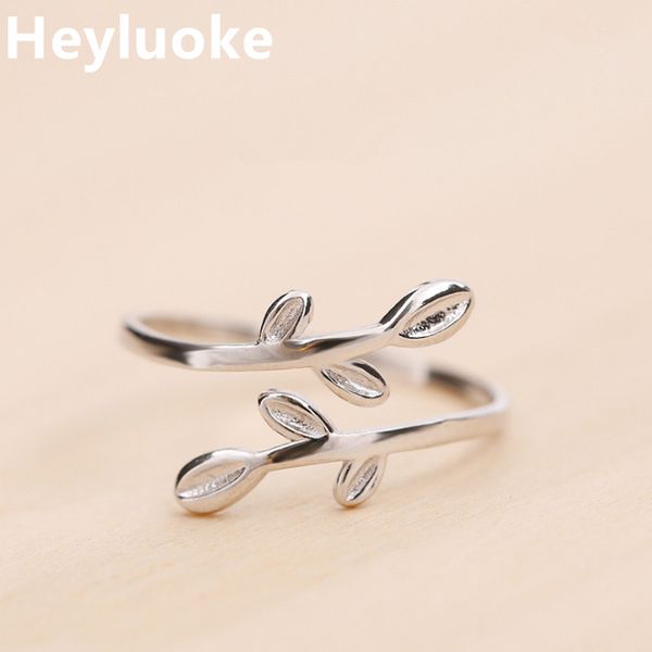 

2020 promotion rings anel 100% authentic two rows of leaves adjustable finger ring for women jewelry gift, Golden;silver