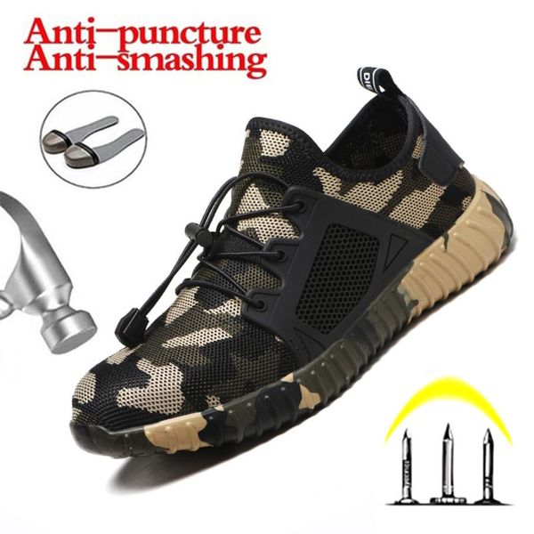 

air mesh work safety boots men anti-piercing indestructible shoes men boots puncture-proof sneaker steel toe shoes, Black