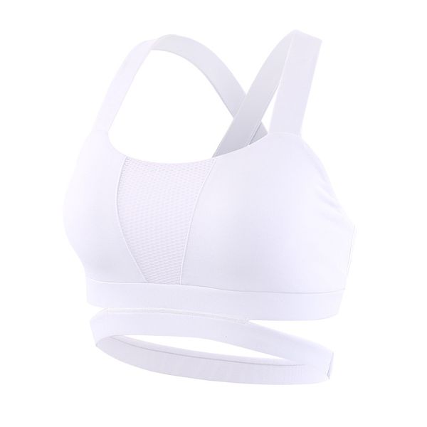 

new style front v shaped gauze joint sports underwear womens running fitness -resistant push up cross-back bra /30, White;black