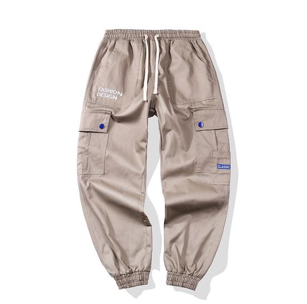 

дизайнер mens cargo pants сыпучего письмо печать длинные брюки несколько карман эластичного пояс вскользь мужская одежда, Black