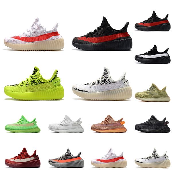 

хорошее качество 35o v2 голеностопного kanye west kids пинетки stretch mesh конструкторы обувь платформа вязать носки кроссовки speed ​​крос, Black