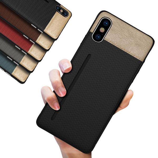 

cgjxsluxury pu leather fabric cloth slim credit card slot case for iphone x xr xs max 6s 7 8 plus samsung s9 plus note 9