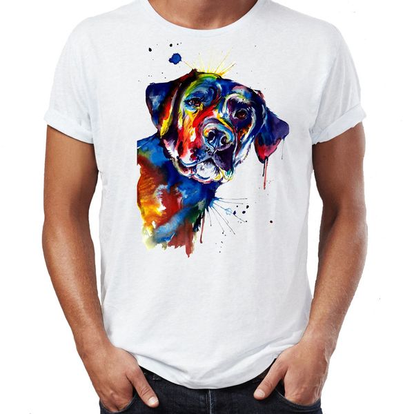 

2019 summer fashion streetwear design black lab labrador dog watercolour art mens t shirt men t-shirt