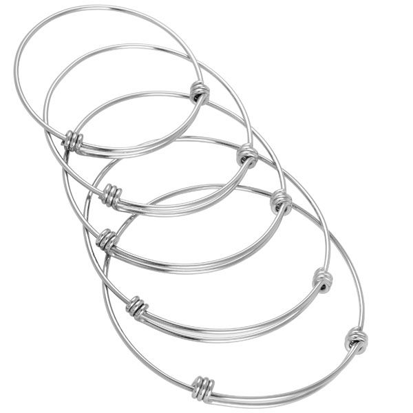 

selling stainless steel jewelry accessories expandable wire bangle bracelet 50mm,55mm,60mm,65mm,70mm 50pcs/lot ijb0214, Black
